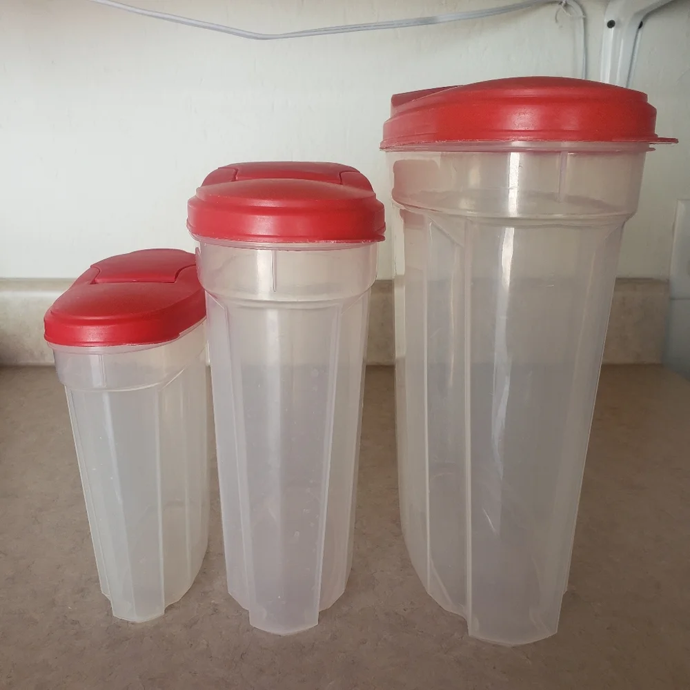 Set of 3 Pour And Store Food Container Plastic Dispensers